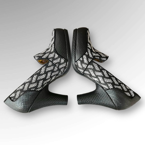 Ruby Shoo Kaylee Black & White Patterned Heels. - Picture 5 of 7